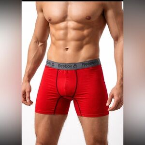 NWT Reebok Red Moisture-Wicking Boxer Briefs Athletic Underwear — Size S